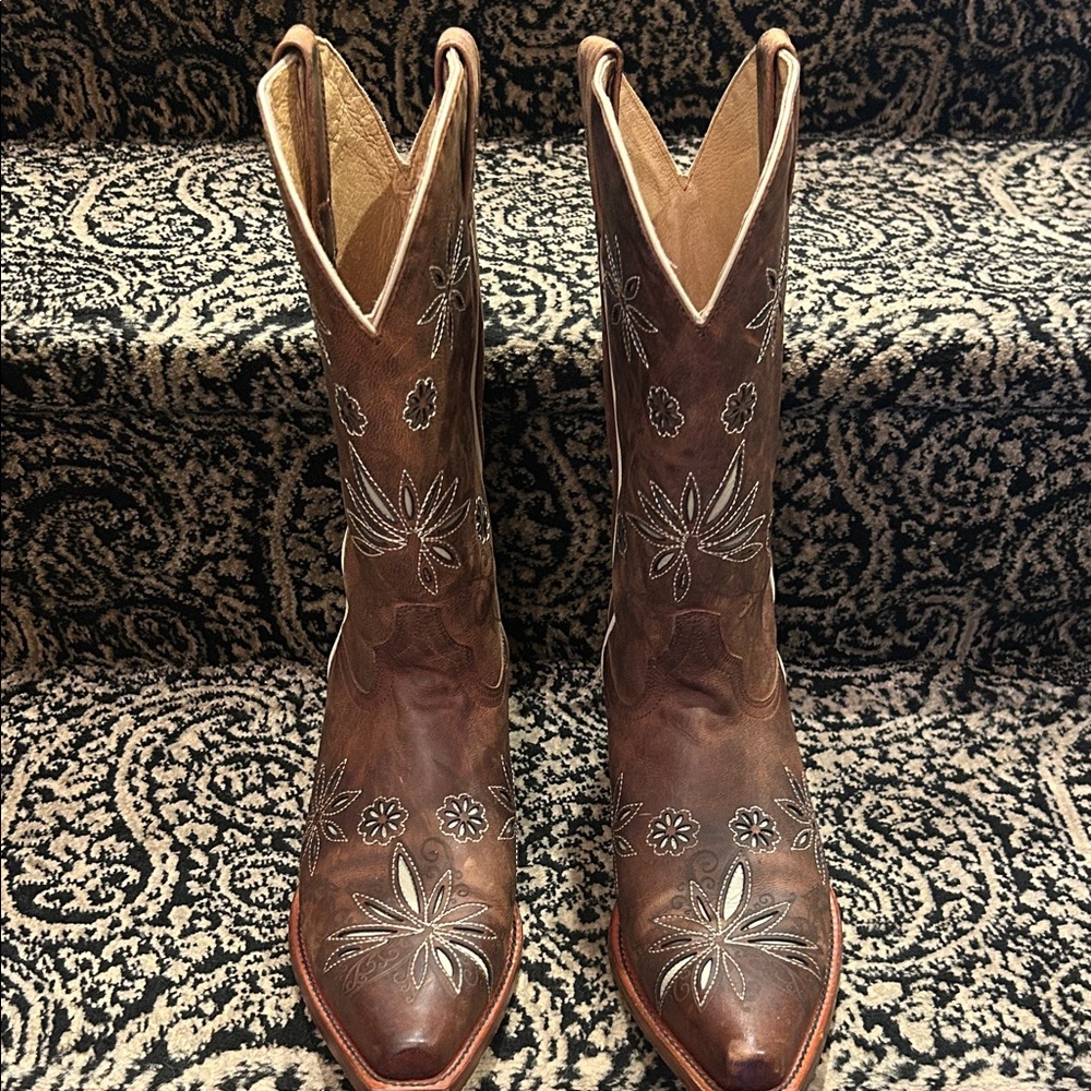 Shyanne Brown Embroidered Heeled Boots